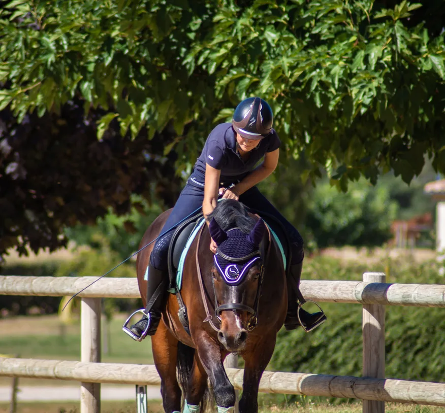 A rider working with her horse